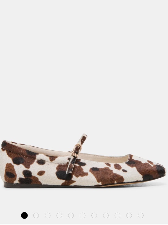 Dolce Vita Shoes - Dolce Vita Brown and White Cow-Print Mary Jane Flats with Strap